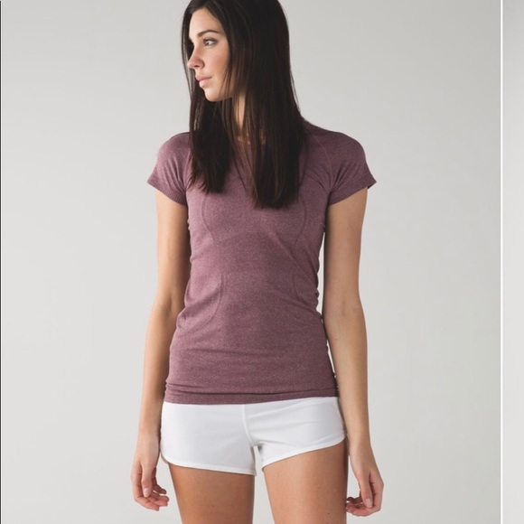 lululemon athletica Tops - Lululemon Swiftly Tech Short Sleeve Crew Top Heathered Bordeaux Drama Size 2